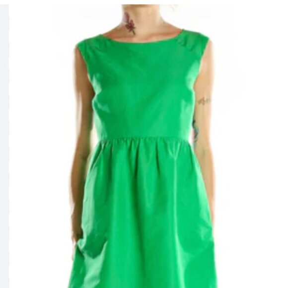 J. Crew Green Cotton Silk Sleeveless Sundress Summer Minidress size 10 - Picture 3 of 9